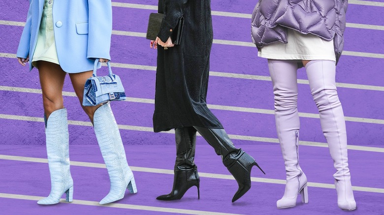 Three women wearing wader boots