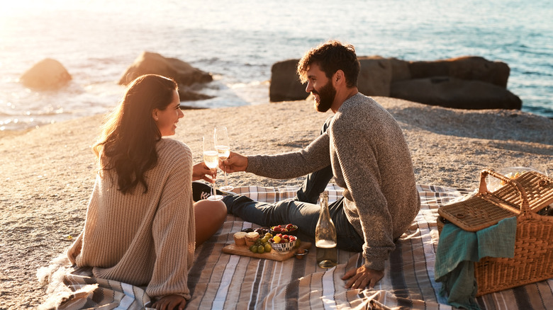 Young couple on beach date