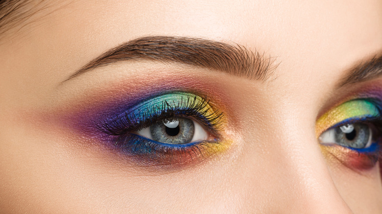 Woman with rainbow eyeshadow