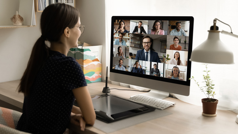 Woman on video call