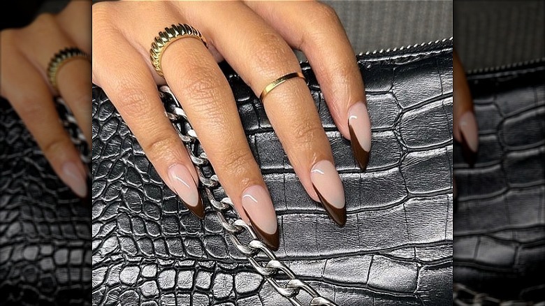 Brown French nails