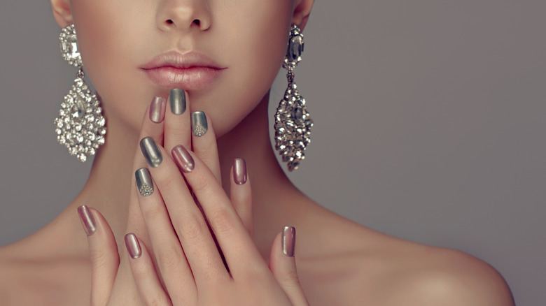 woman painting her nails