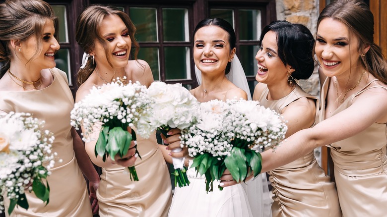 Bride smiling at her wedding