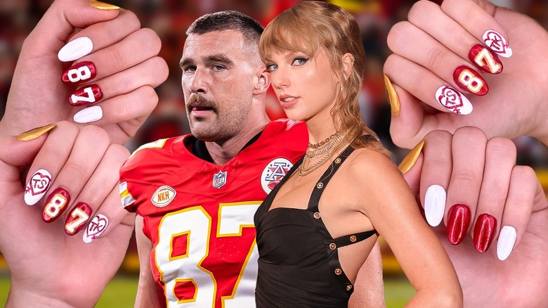 Taylor Swift and Travis Kelce-inspired manicure