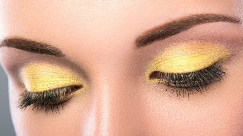 woman wearing yellow eyeshadow