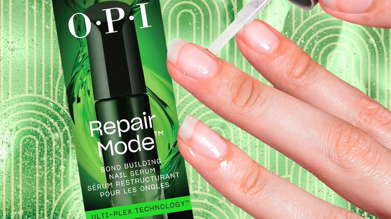 Woman using OPI Repair Mode nail serum