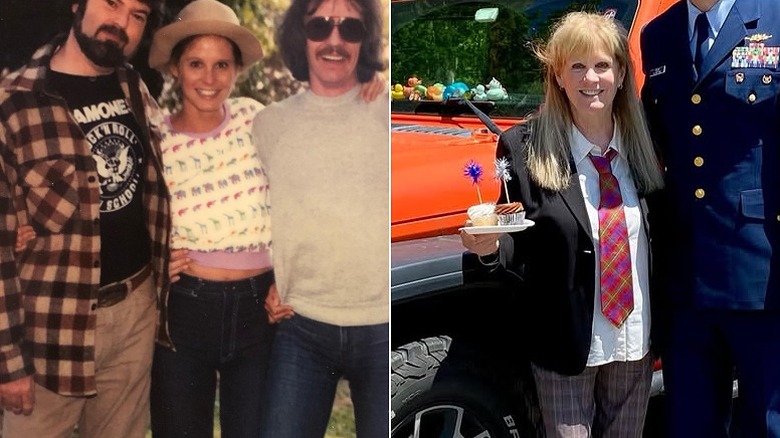 P.J. Soles in the '70s and in 2026 with her son