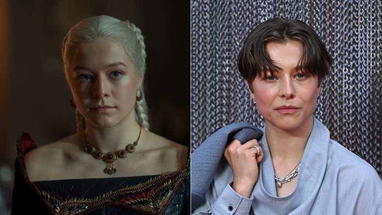 Emma D'Arcy as Rhaenyra Targaryen in House of the Dragon and out of character