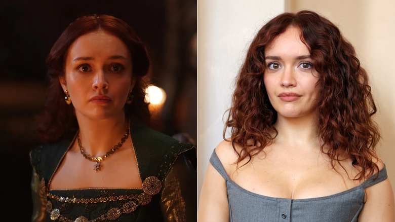 Olivia Cooke as Alicent Hightower in House of the Dragon and out of character
