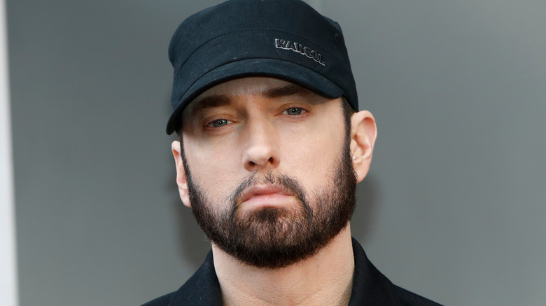 Eminem looks at the camera