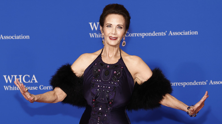 Lynda Carter poses in a black gown
