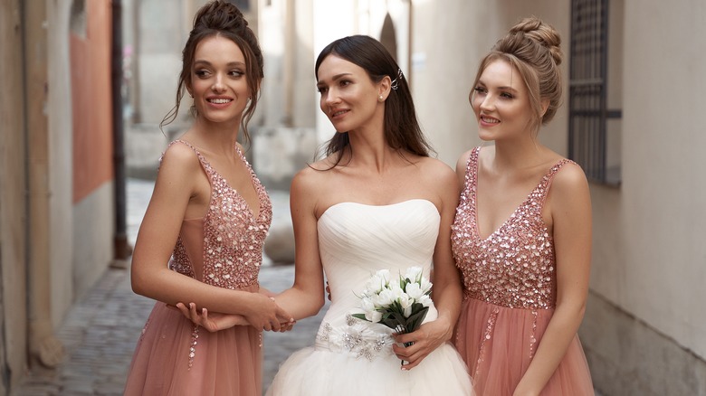 Bride with her bridesmaids