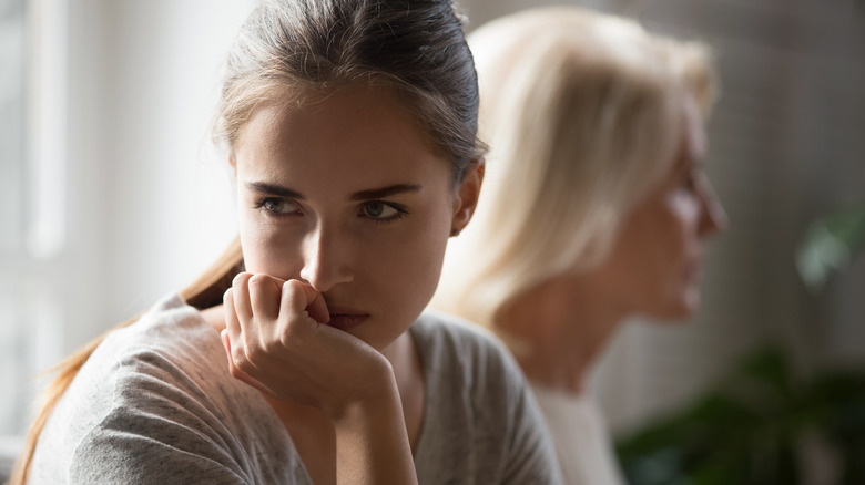 unhappy daughter and mother