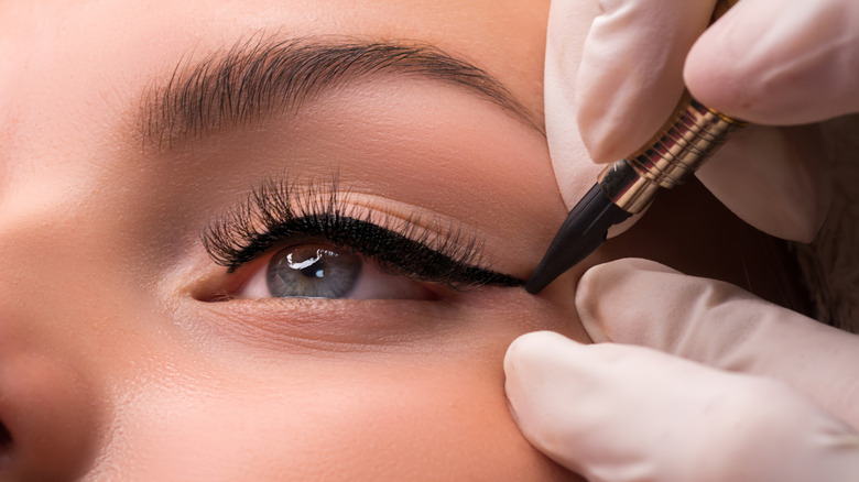 Eyeliner being applied