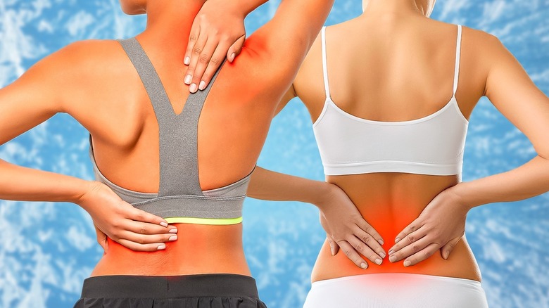 Women in bras with back pain