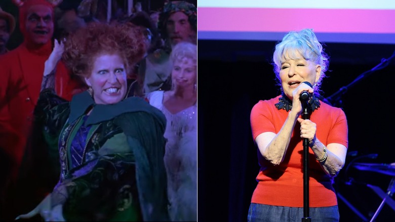 L: Bette Midler in 1993's "Hocus Pocus". R: Bette Midler in 2026