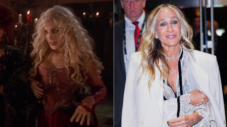 L: Sarah Jessica Parker in 1993's "Hocus Pocus". R: Sarah Jessica Parker in 2026