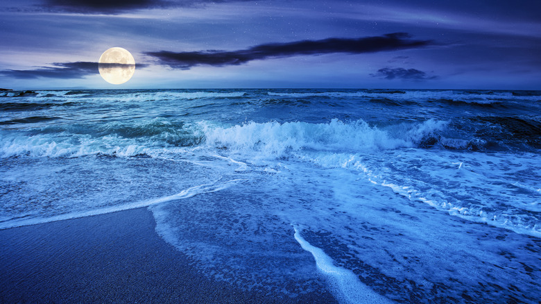 moon and ocean waves