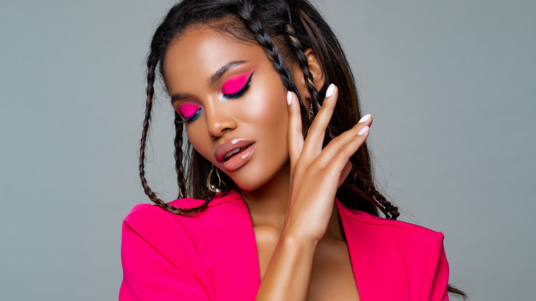 Young woman models braids