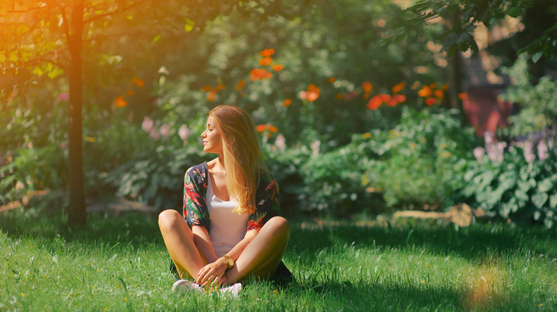 girl sitting in garden