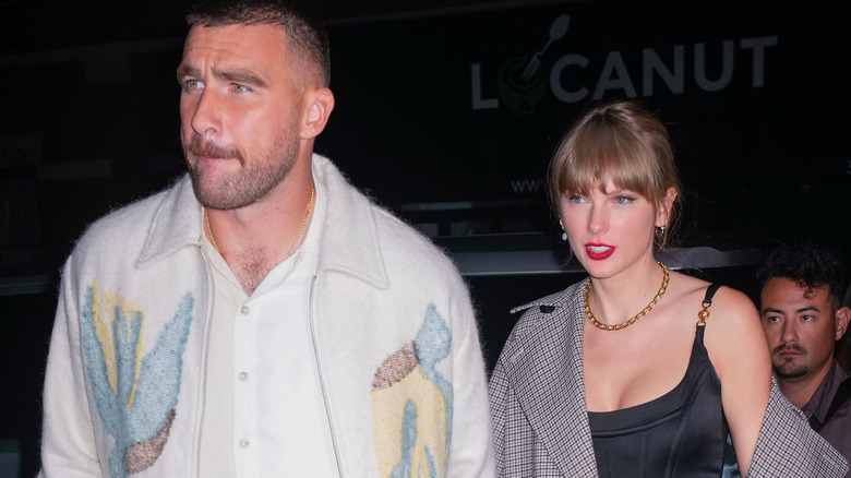 Travis Kelce Taylor Swift red lipstick