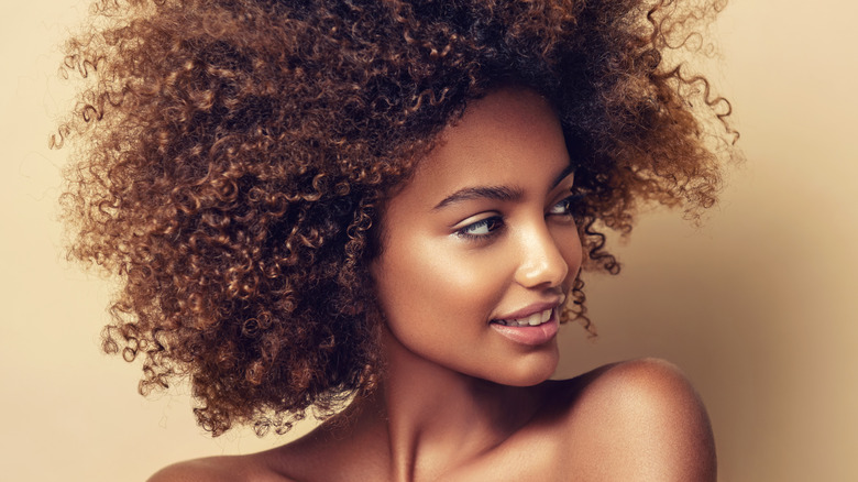 woman with curly hair