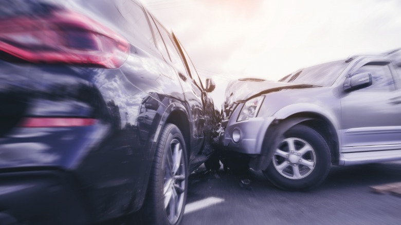 Two cars in a crash