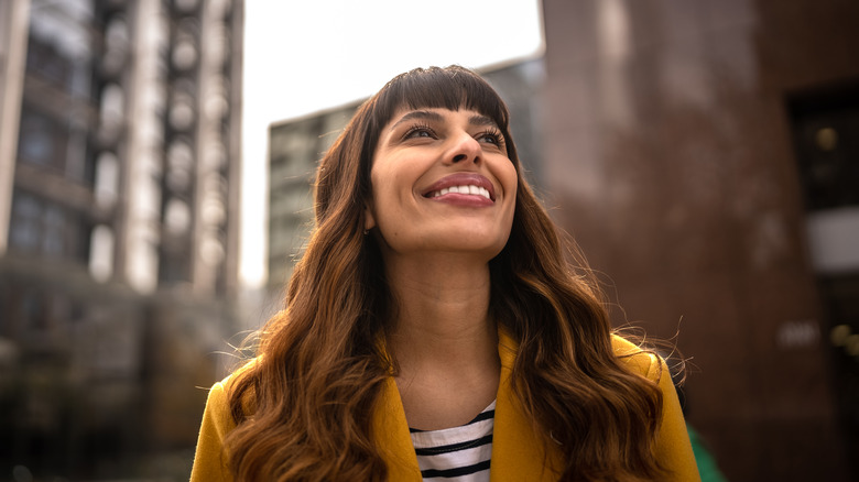 Joyful woman smiling