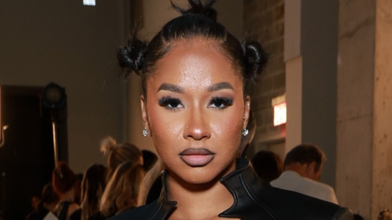 Jordan Chiles poses at a fashion event