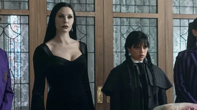 Catherine Zeta-Jones and Jenna Ortega in Netflix's "Wednesday"