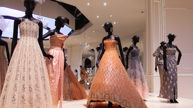 Christian Dior gowns on display