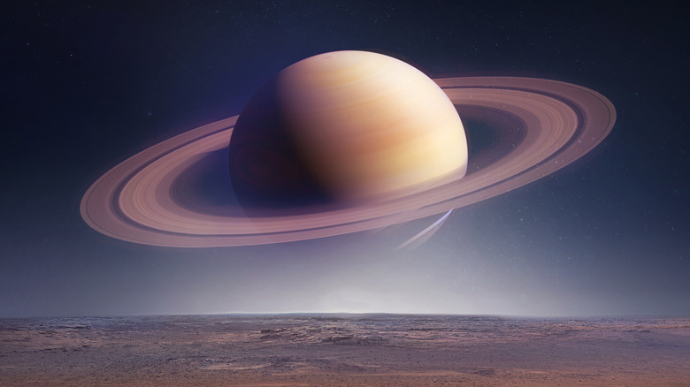 The planet Saturn in space