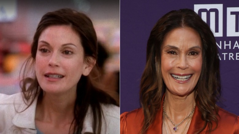 Terri Hatcher in a still from "Desperate Housewives" on the left and smiling at a red carpet event in 2026 on the right.