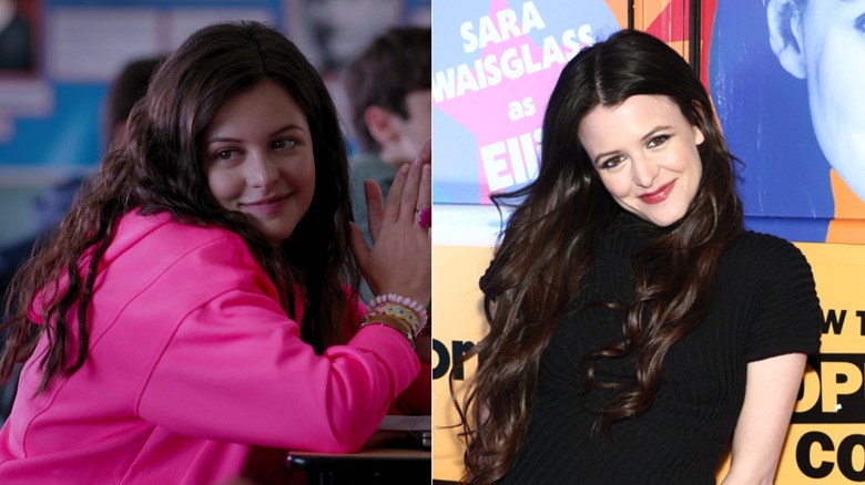(L) Sara Waisglass as Maxine Baker in "Ginny & Georgia"; (R) Sara Waisglass at the premiere of Tubi's "How to Lose a Popularity Contest" in 2026