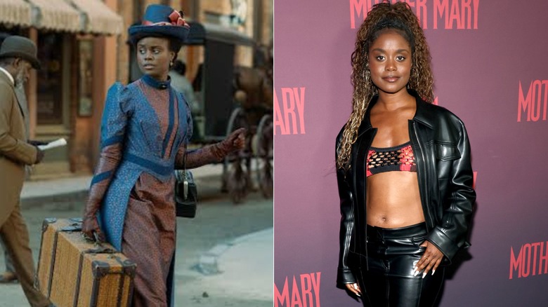 Denée Benton as Peggy Scott in "The Gilded Age" / Denée Benton attends New York City screening of "Mother Mary" in April 2026