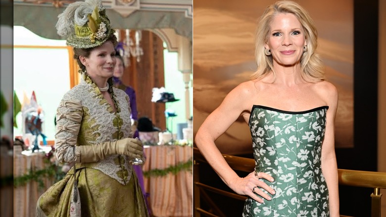 Kelli O'Hara as Aurora Fane in "The Gilden Age" / Kelli O'Hara at the 79th annual Tony Awards Meet the Nominees press event in New York City in May 2026