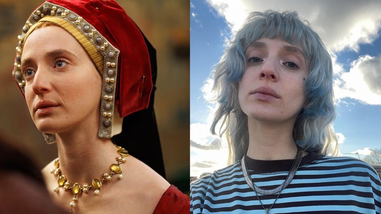 Lilit Lesser pictured as Lady Mary on the left and with blue hair on the right
