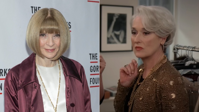 Side-by-side photo of Anna Wintour and Meryl Streep as Miranda Priestly in "The Devil Wears Prada"