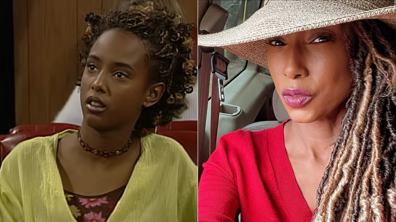 Side by side: Trina McGee on Boy Meets World and taking a selfie in 2023.