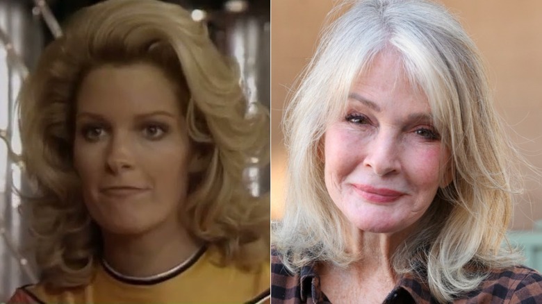 Deidre Hall as Electra Woman in 1976 (L) and Deidre Hall in 2025 (R)
