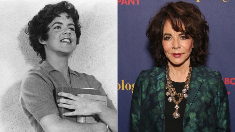 Stockard Channing in the 1978 film "Grease," and her at the opening of a play in 2018.