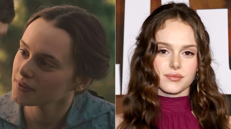 Zoe Phillips as Abra in East of Eden (L) & Zoe Phillips in real life (R)