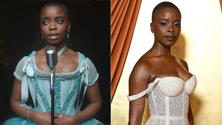 (L) Joy Sunday as Bianca Barclay in the Netflix series "Wednesday," (R) Joy Sunday posing during Paris Fashion Week in 2026