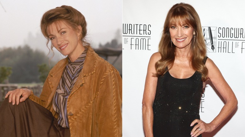 Left: Jane Seymour as the titular character of "Dr. Quinn, Medicine Woman." Right: Jane Seymour at the Songwriters Hall of Fame Awards in June 2026.