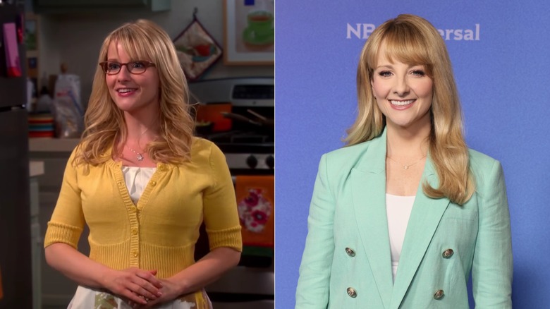 Bernadette in The Big Bang Theory (L) compared to Melissa Rauch in real life (R)