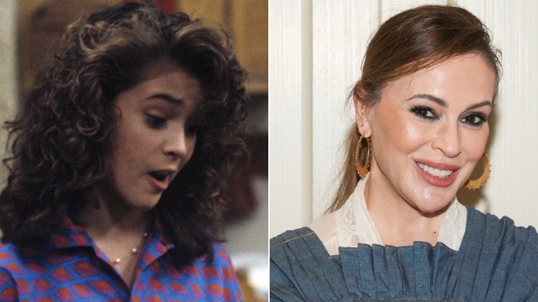 Alyssa Milano as Samantha on Who's the Boss and at an event in 2026