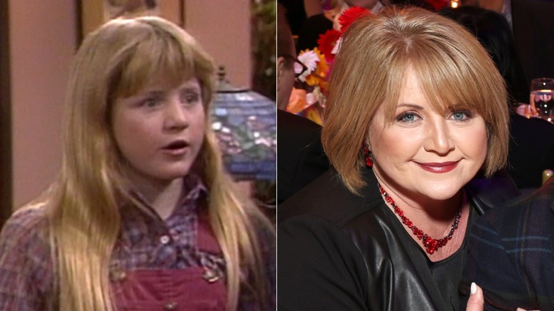 Side-by-side photos show Tina Yothers in 1987 (left) and 2023 (right).