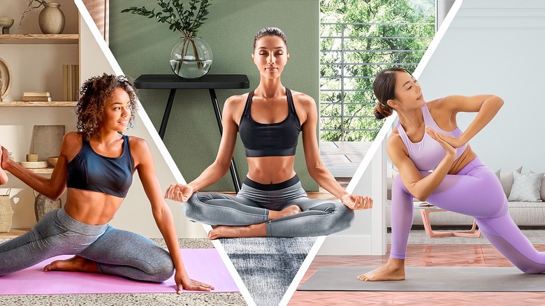 Women doing a variety of yoga poses