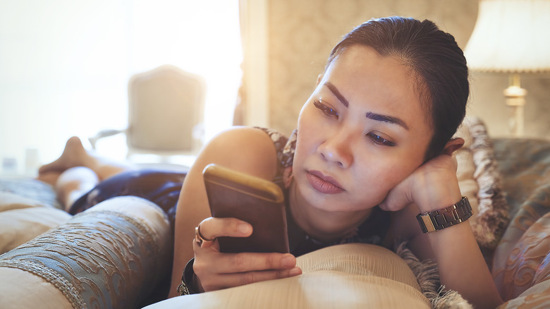 Woman looking at her phone