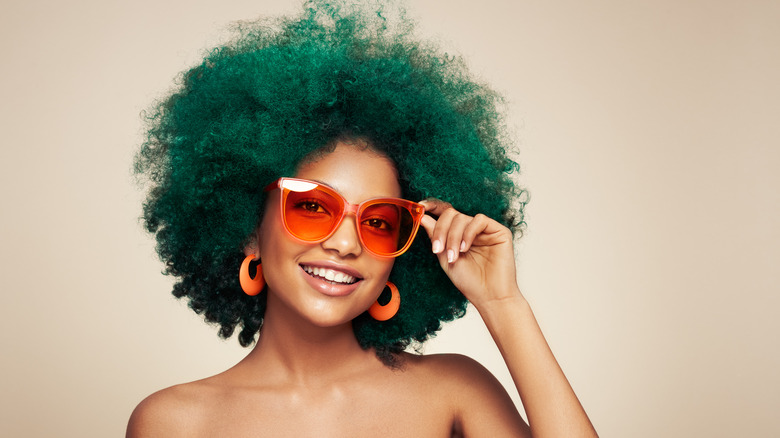 woman with bright green hair